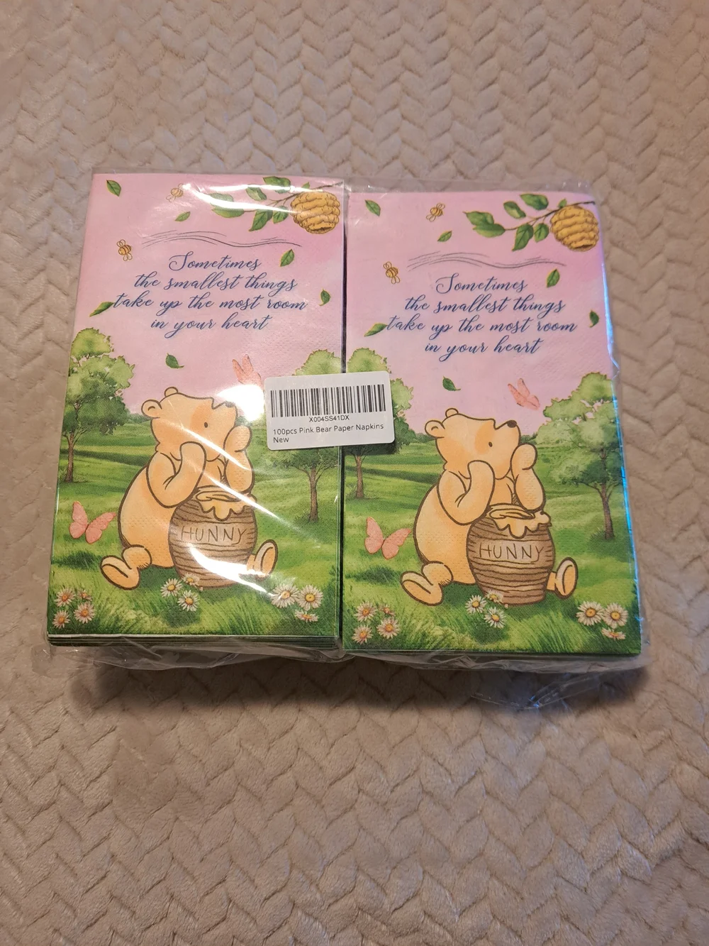 Winnie-Themed Pink Bear Paper Napkins - Pack of 100